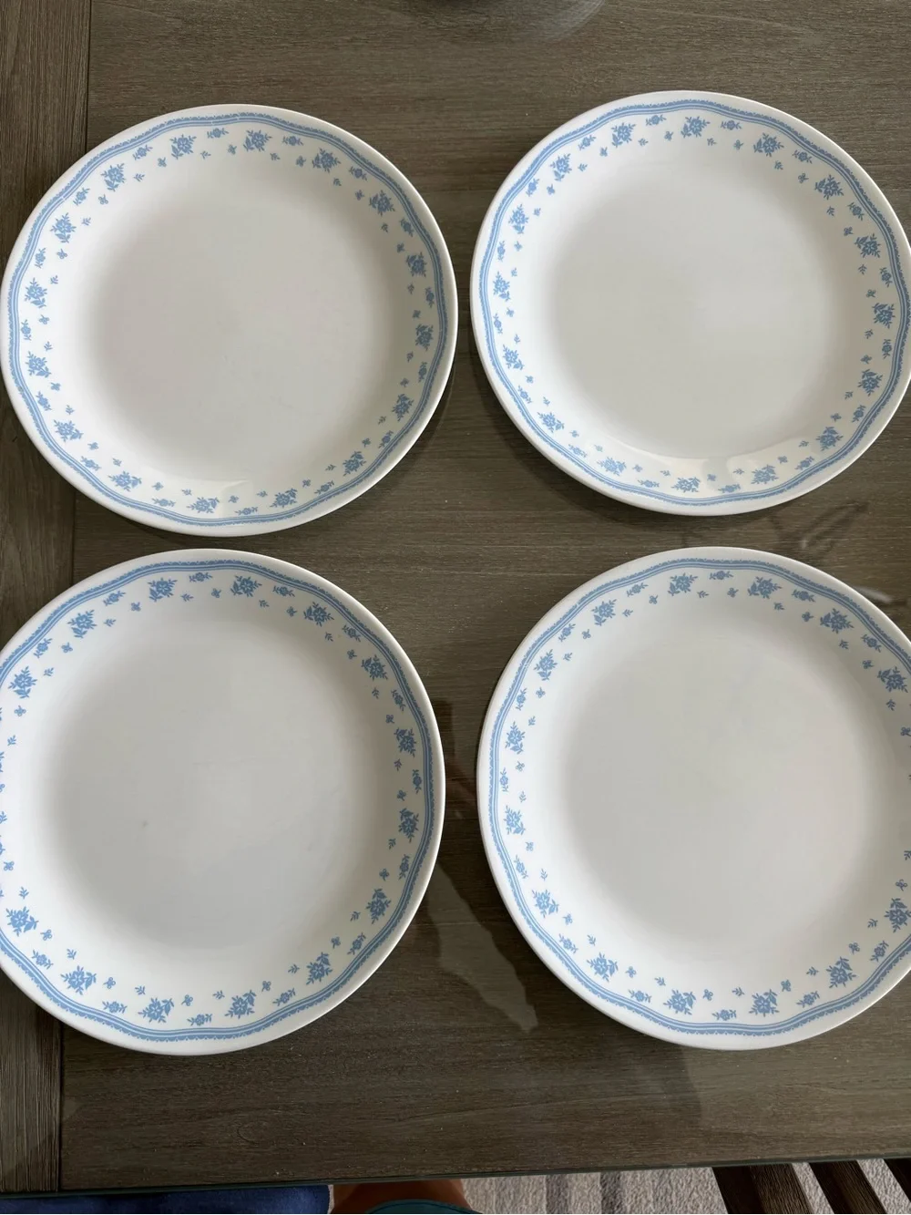 'CORELLE By Corning MORNING BLUE dinner  PLATES Set Of 4